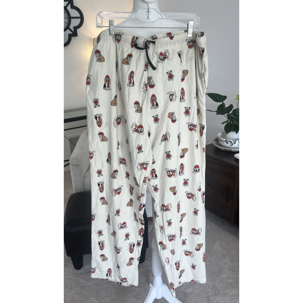Secret Treasure m Women XL Dog Lover Pajama Pants Straight Leg Flannel Dog Walk